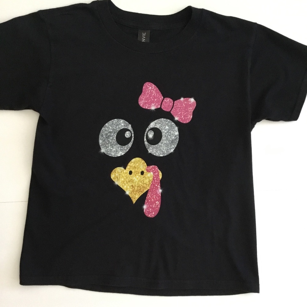 Anvil Girls T-Shirt Short Sleeve Turkey Face Size XS